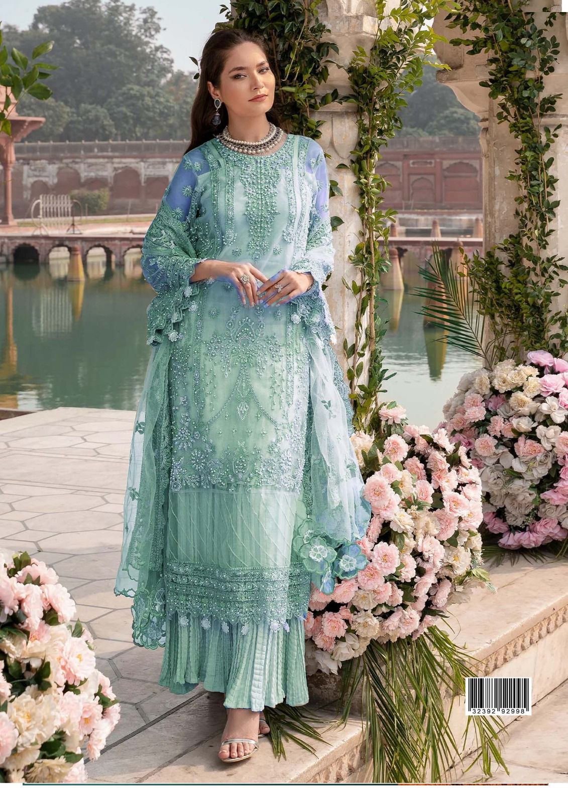 Gulaal Green Formal Embroidered Soft Net Dress 3 Piece Unstitched / St Rangrez Gulaal Green Formal Embroidered Soft Net Dress 3 Piece Unstitched / St Rangrez