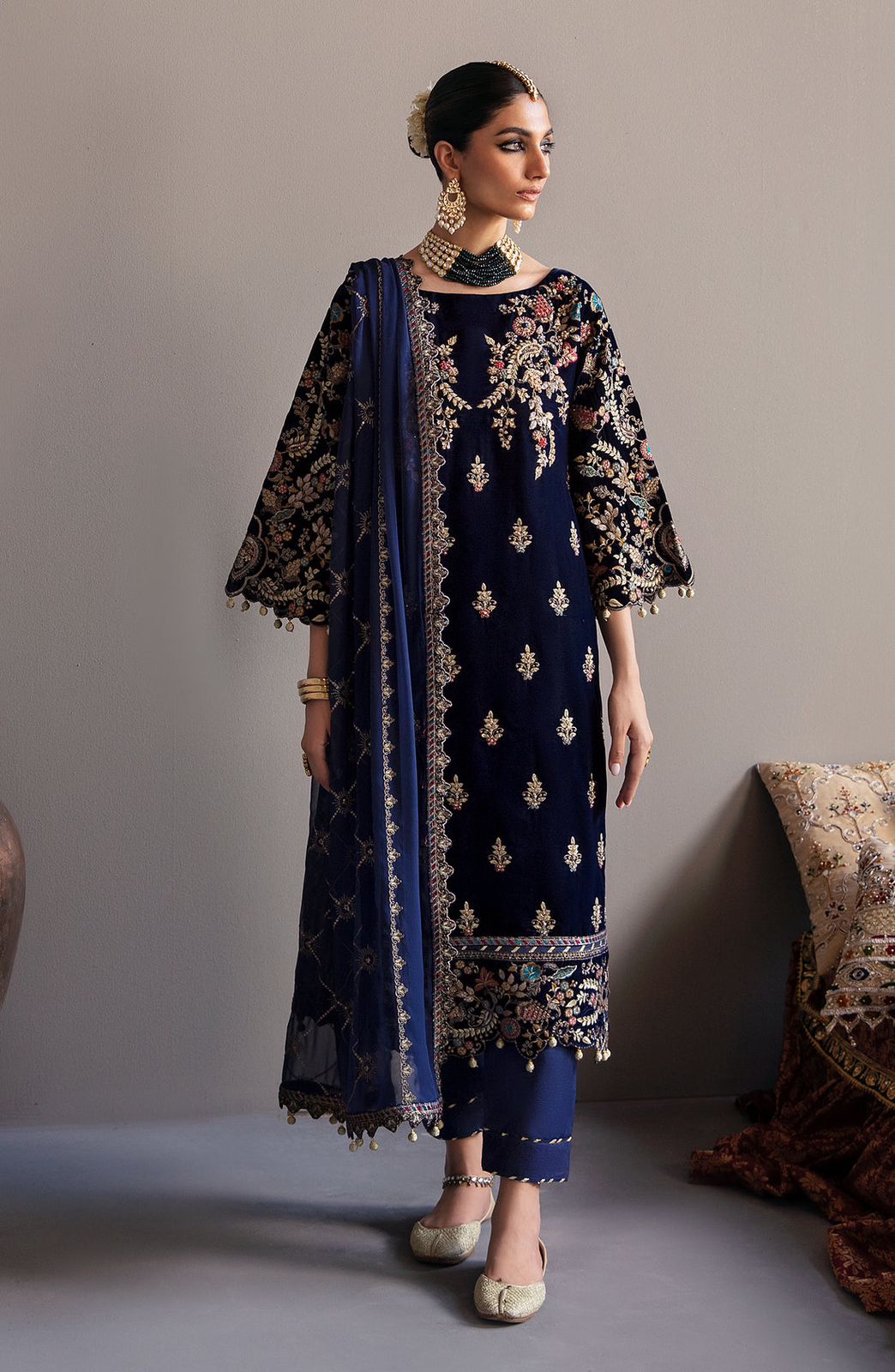velvet embroidered dress price in pakistan Embroidered Velvet Formal CVF D-03 | Velvet formal
