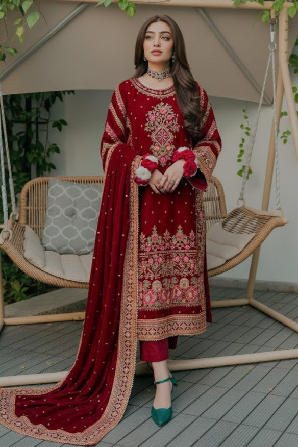 Aneela's Luxury Velvet Embroidered Collection 3 Piece Unstitched