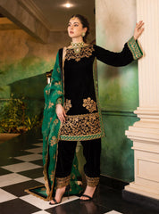 Zainab Chottani Heavy Embroidered Velvet 3 Piece Unstitched