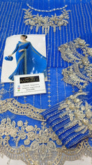 Maria B Luxury Net Blue Hand Work Embroidered Saree Unstitched