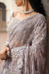 Maria B Luxury Net purple Embroidered Saree Unstitched