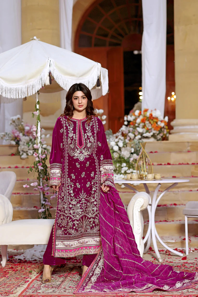 Aneela's Luxury Velvet Embroidered Collection 3 Piece Unstitched / Stitched