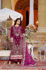 Aneela's Luxury Velvet Embroidered Collection 3 Piece Unstitched / Stitched
