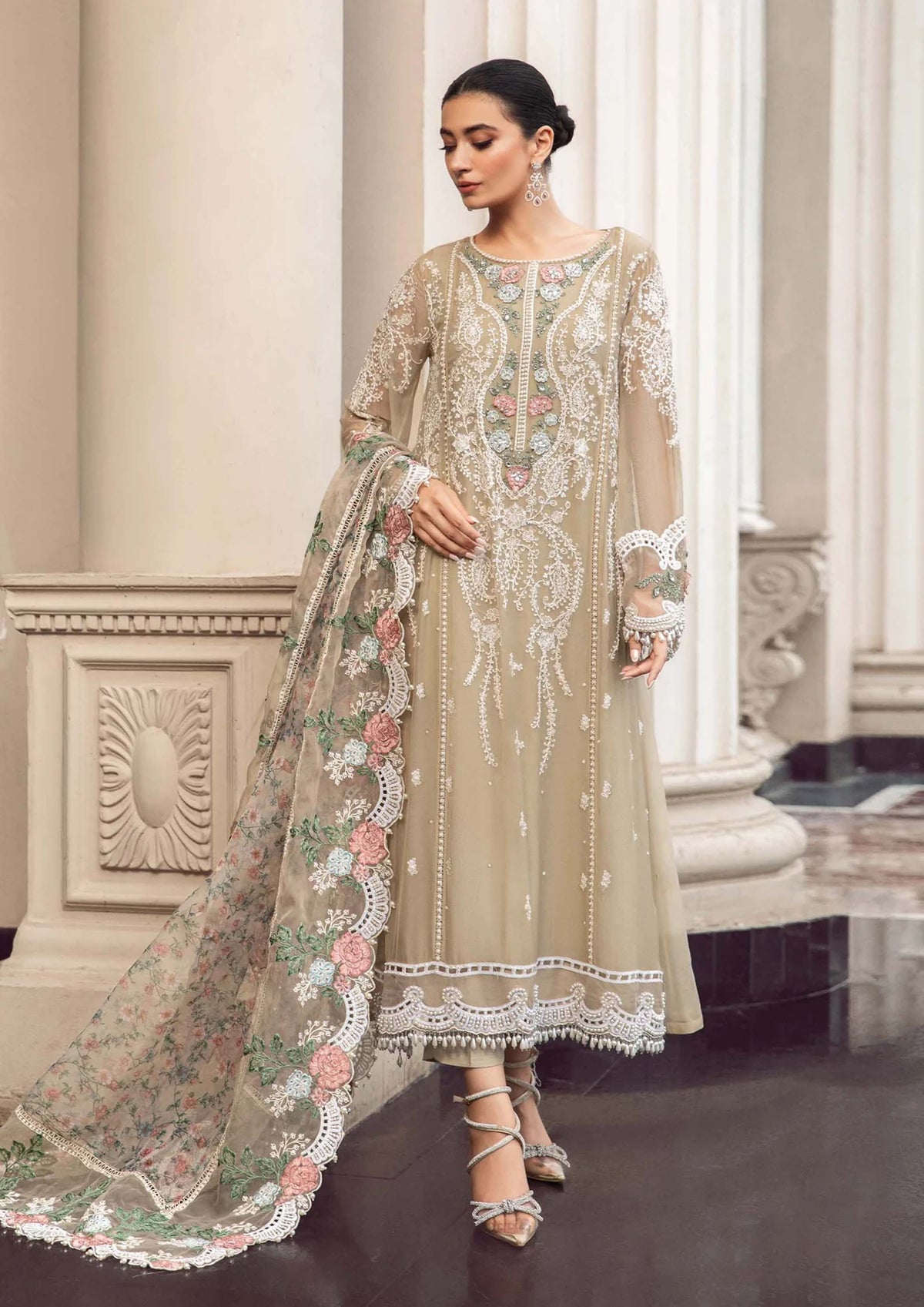 Maria B Skin Formal Collection Chiffon Embroidered Dress 3 Piece Unstitched