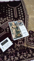 Dr.Haris Luxury Velvet Dress Embroidered 3 Piece Unstitched / Stitched