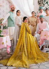 Akbar Aslam Yellow Bridal Collection Organza Gharara 3 piece Unstitched