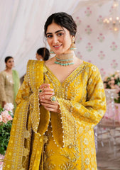Akbar Aslam Yellow Bridal Collection Organza Gharara 3 piece Unstitched