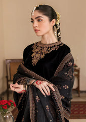 Baroque Black Luxury Velvet Dress Embroidered 3 Piece Unstitched