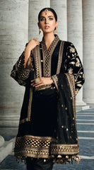 Anaya Black Velvet Collection 3 piece Unstitched