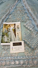 Crimson Sky Blue Bridal Net Maxi 3 Piece Unstitched