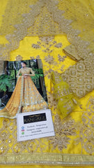 Mariaa B Bridal Mehndi Dress in Angrakha Lehenga Style 3 piece Unstitched