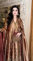 Haris Shakeel Rose Gold Embroidered Mysoori Collection 3 Piece Unstitched / Stitched