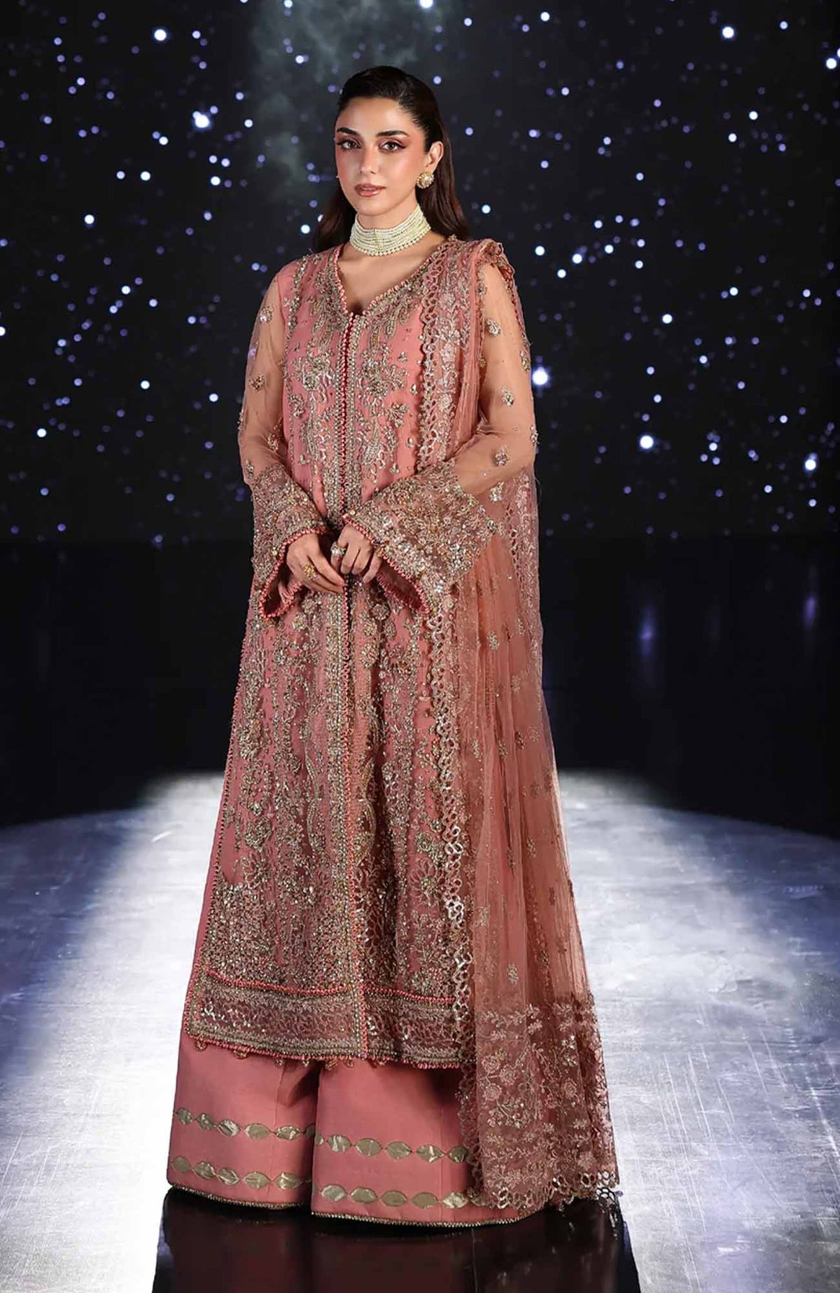 Elaf Wedding Net Collection 3 Piece Embroidery Unstiched / Stitched