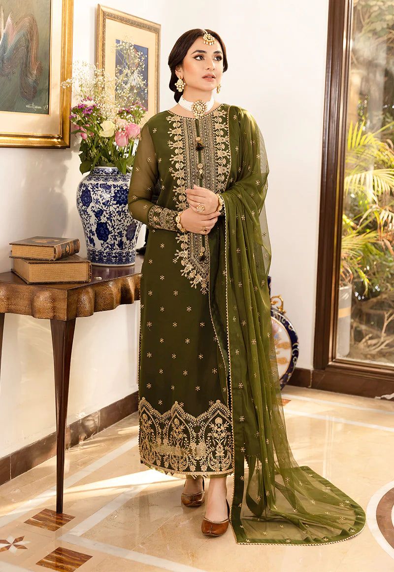 Asim Jofa Luxury Chiffon Embroidered 3 Piece Unstitched