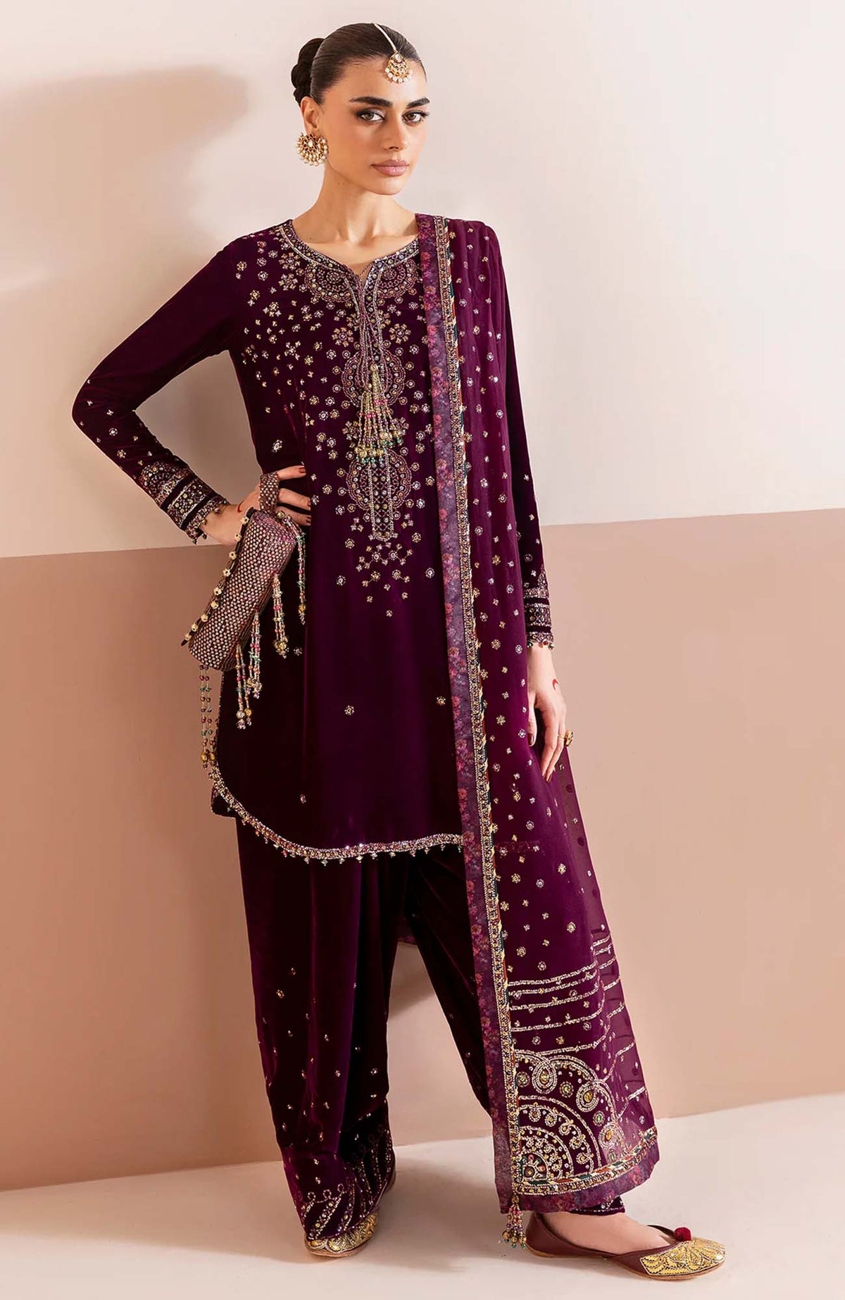 Jazmin Embroidered Chandni Velvet Collection 3 piece Unstitched