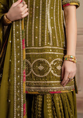 Dananeer Mehndi Garara Chiffon Collection 3 piece Unstitched