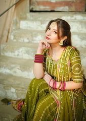 Dananeer Mehndi Garara Chiffon Collection 3 piece Unstitched