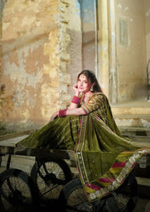 Dananeer Mehndi Garara Chiffon Collection 3 piece Unstitched