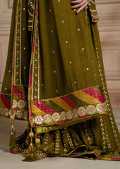 Dananeer Mehndi Garara Chiffon Collection 3 piece Unstitched