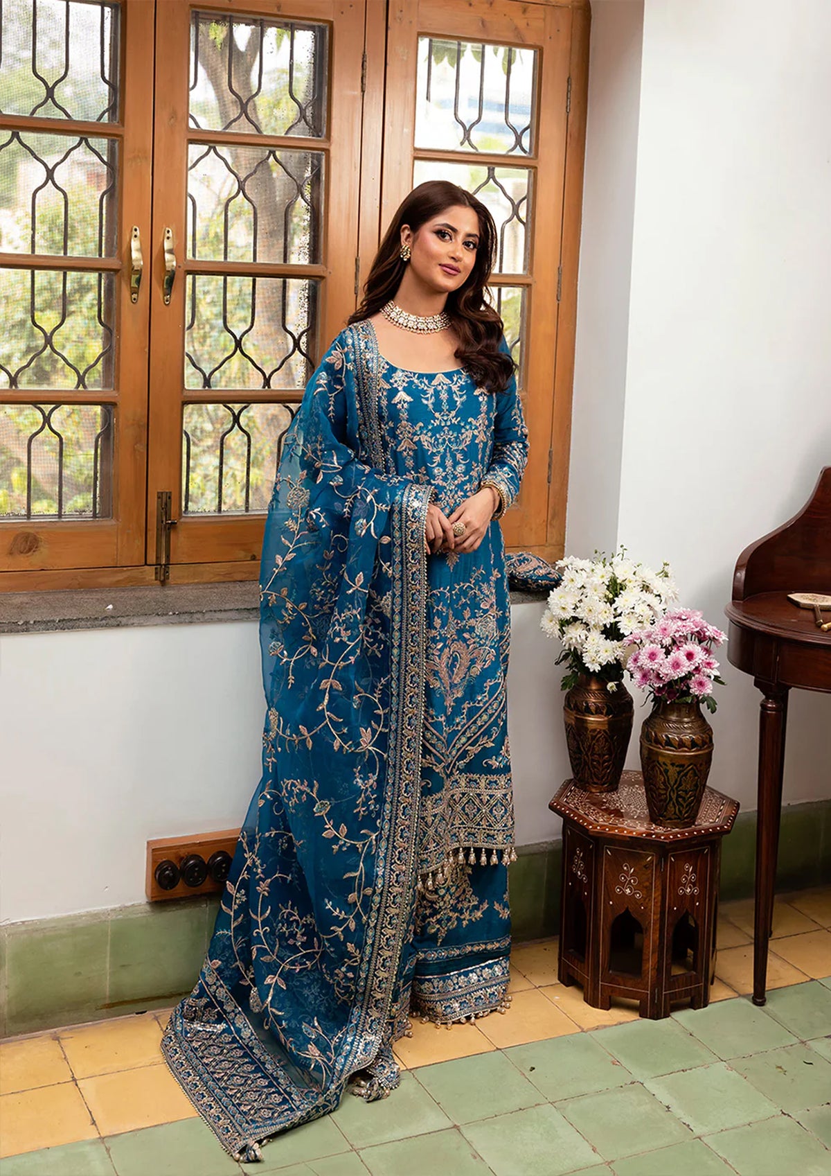 Faiza Saqlain Blue Formal Net Collection 3 piece Unstitched