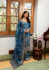 Faiza Saqlain Blue Formal Net Collection 3 piece Unstitched