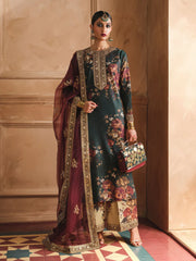 Humjoli Embroidered Dark Green Luxury lawn 3 Piece Unstitched