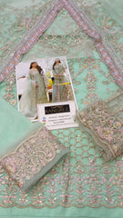 Kanwal Malik Embroidery Soft Net Formal Wear Dress 3 Piece Unstitched