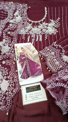 Maria B Luxury Embroidered Sof Net Saree Unstitched / Stitched