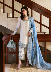 Hussain Rehar Row Silk Dress Embroidered 3 Piece Unstitched / Stitched
