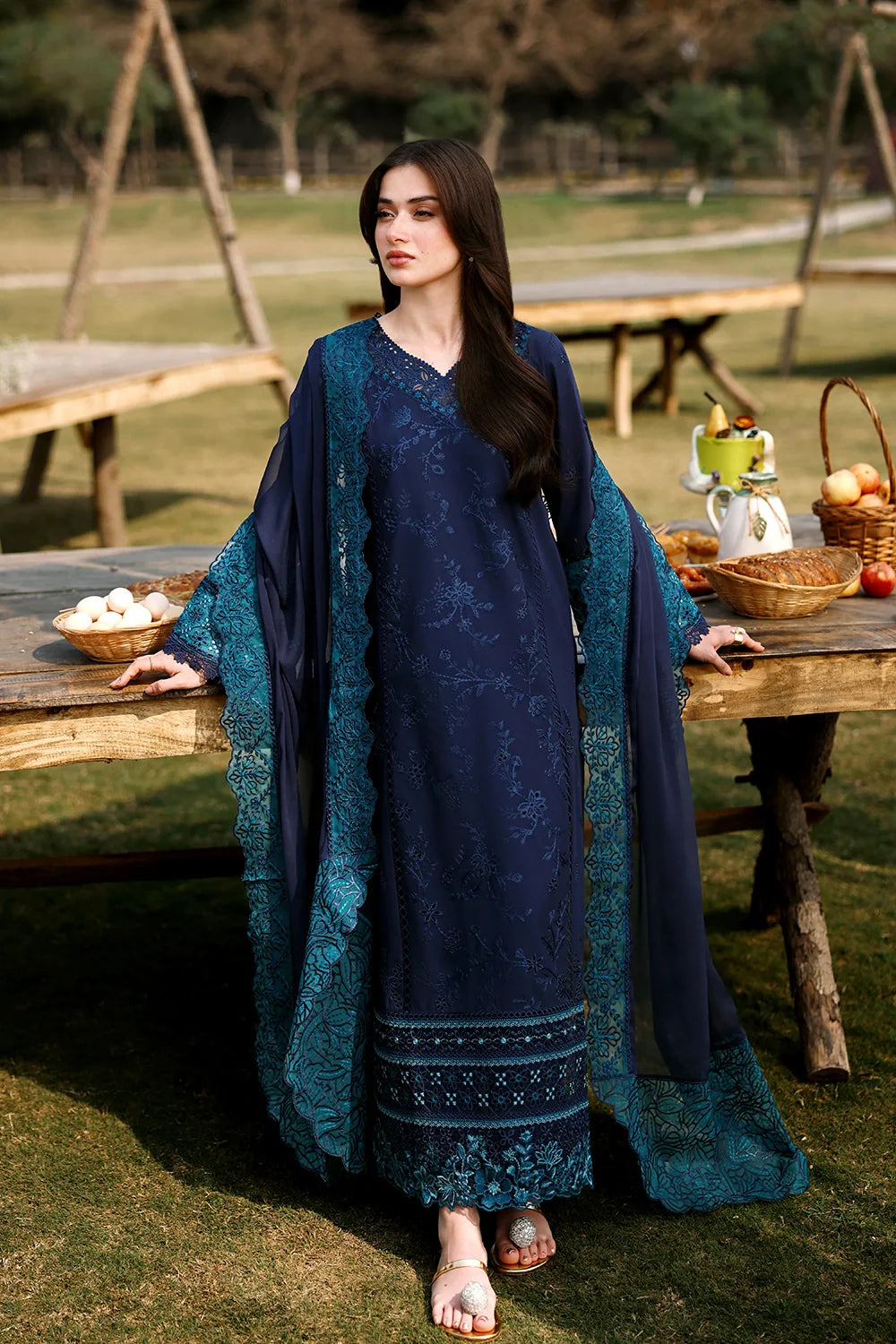 Azure luxury Chiffon Embroidered 3 Piece Unstitched / Stitched