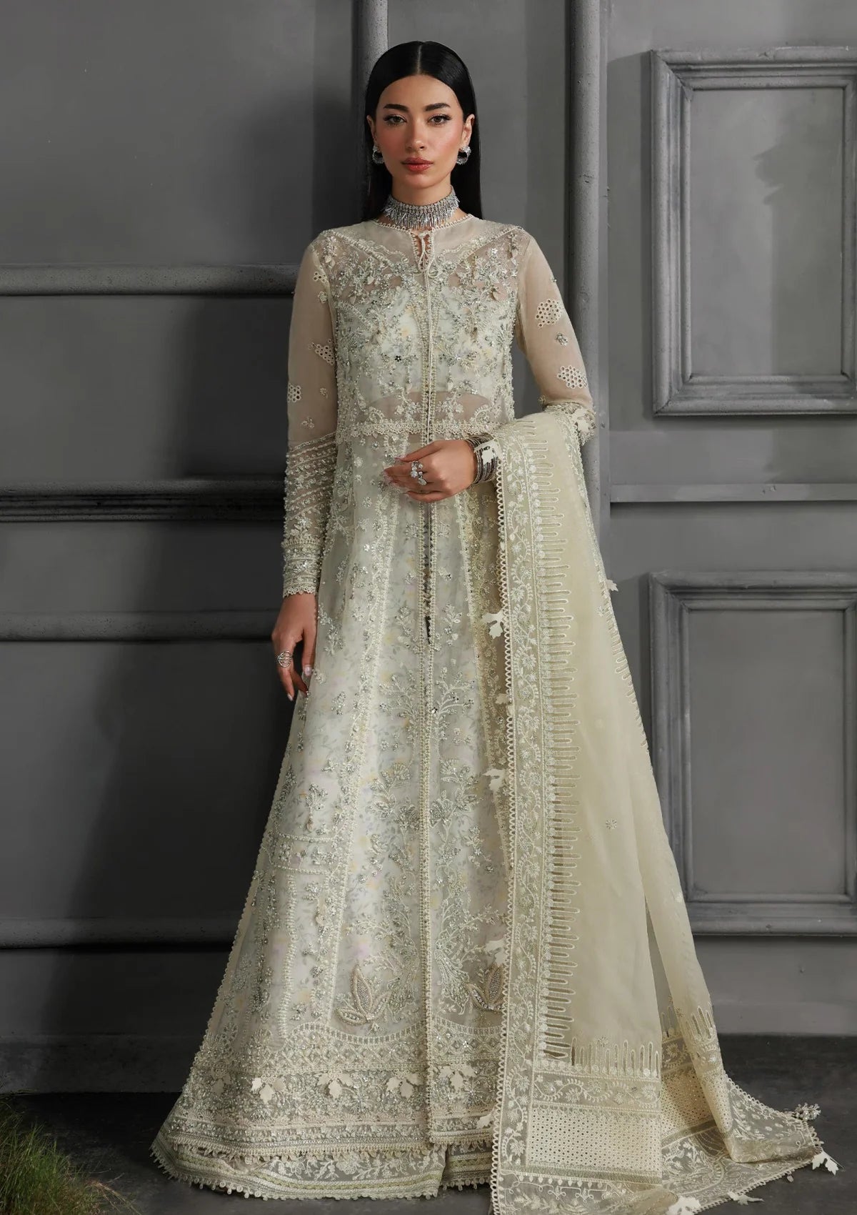 Qalamkar Hand Work Organza Embroidered 3 Piece Unstitched / Stitched