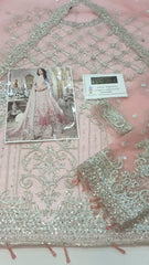 Maria B Pink Luxury Embroidered Net Maxi 3 Piece Unstitched