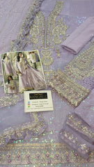 Maria B Luxury Chiffon Purple Embroidery Collection 3 Piece Unstitched / Stitched