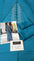Lulusar Azure Zinc Silk Hand Work Party Wear 3Piece Unstitched Collection