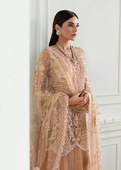 Crimson Formal Net Embroidered With Handwork 3 Piece Unstitched / Stitched