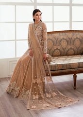 Crimson Formal Net Embroidered With Handwork 3 Piece Unstitched / Stitched