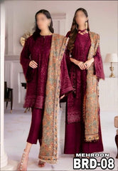 Baroque Luxury Chiffon Embroidered Dress 3 Piece Unstitched / Stitched