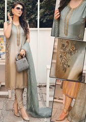 Peacock Luxury Silk Dress Partywear Emblished Digital Printed 3 piece Unstitched