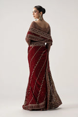 Maria B Zar-e-Mehroon Luxury Chiffon Saree 2026 3pc Unstitched/Stitched