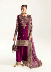 Qalamkar Raw Silk Handwork Embroidered 3 Pcs Unstitch / Stitched