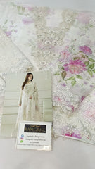 Maria B White Embroidered Chiffon Luxury 3 Piece Unstitched / Stitched