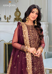 Asim Jofa Embroidered Luxury Chiffon Zinc 3 Piece Unstitched