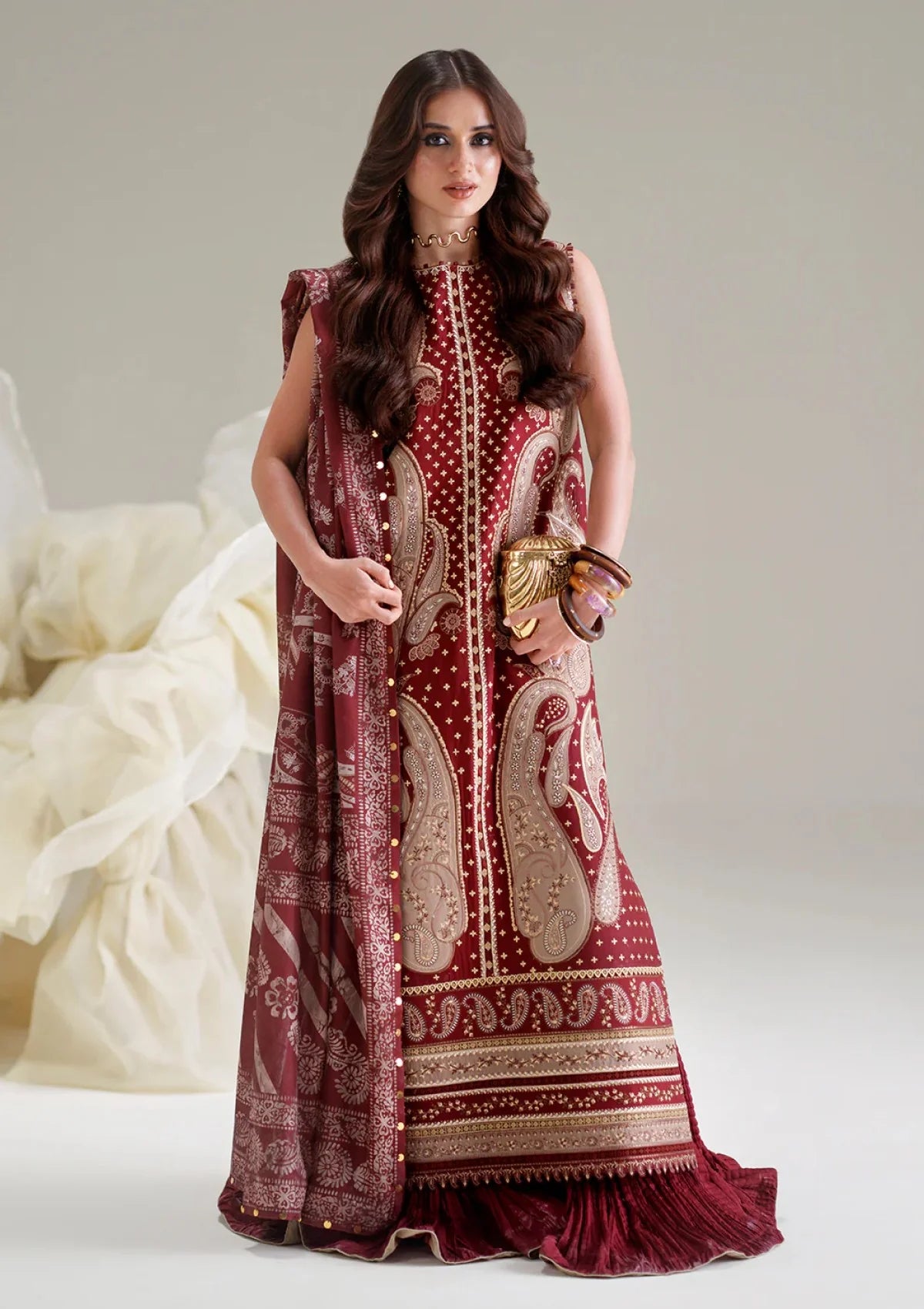 Bin Ilyas Luxury Lawn Embroidered Dress 3Piece Unstithced / Stitched