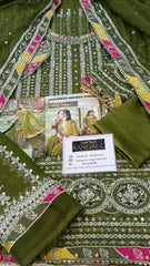 Dananeer Mehndi Garara Chiffon Collection 3 piece Unstitched