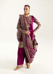 Qalamkar Raw Silk Handwork Embroidered 3 Pcs Unstitch / Stitched