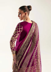 Qalamkar Raw Silk Handwork Embroidered 3 Pcs Unstitch / Stitched