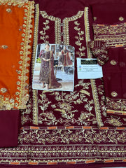 Asim Jofa Luxury Chiffon Embroidered 3 piece Unstitched