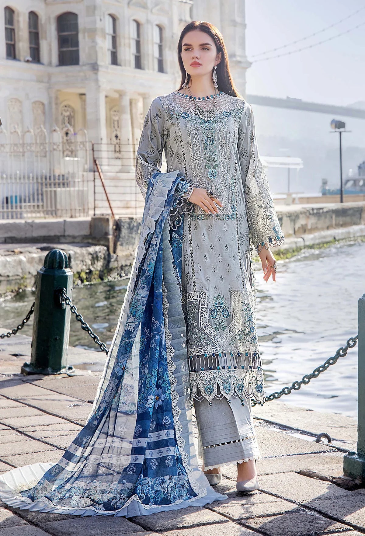 Adan Libas Luxury Lawn Embroidered Chikankari 3 Piece Unstitched / Stitched