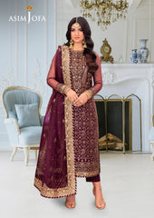 Asim Jofa Embroidered Luxury Chiffon Zinc 3 Piece Unstitched